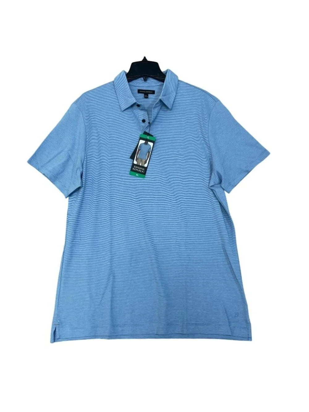 NWT Banana Republic Men's XL Blue Pinstriped  Polo Shirt 100% Cotton